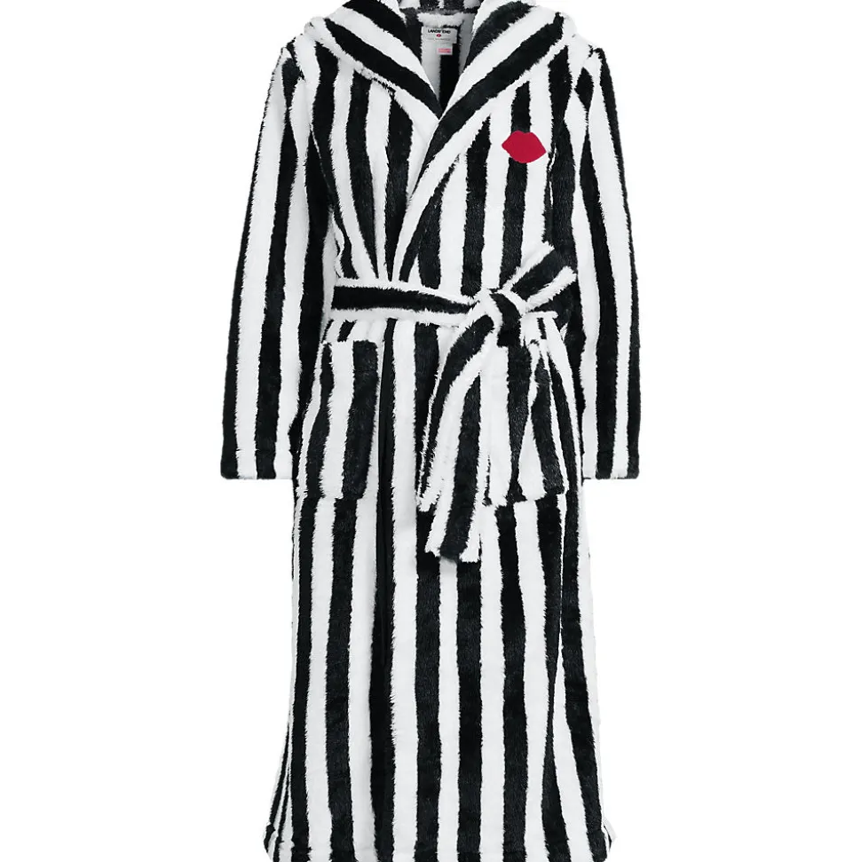 Lands' End x Lulu Guinness Fleece-Bademantel mit Streifen