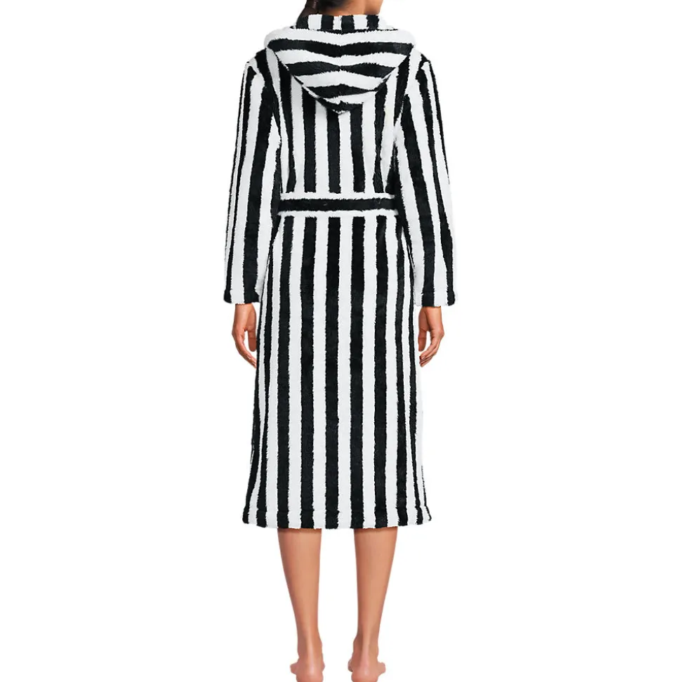 Lands' End x Lulu Guinness Fleece-Bademantel mit Streifen