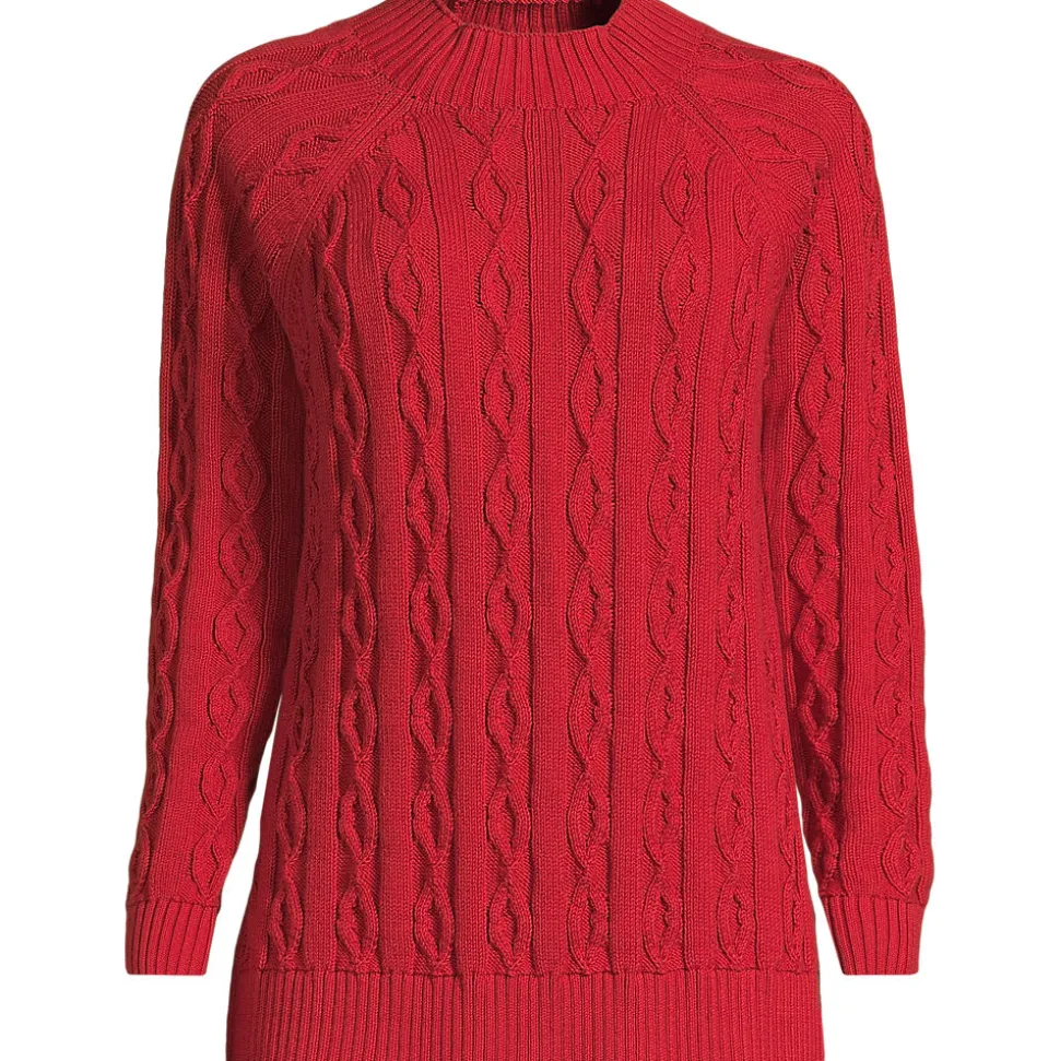 Lands' End x Lulu Guinness Lips Drifter Zopfmuster-Pullover für Damen