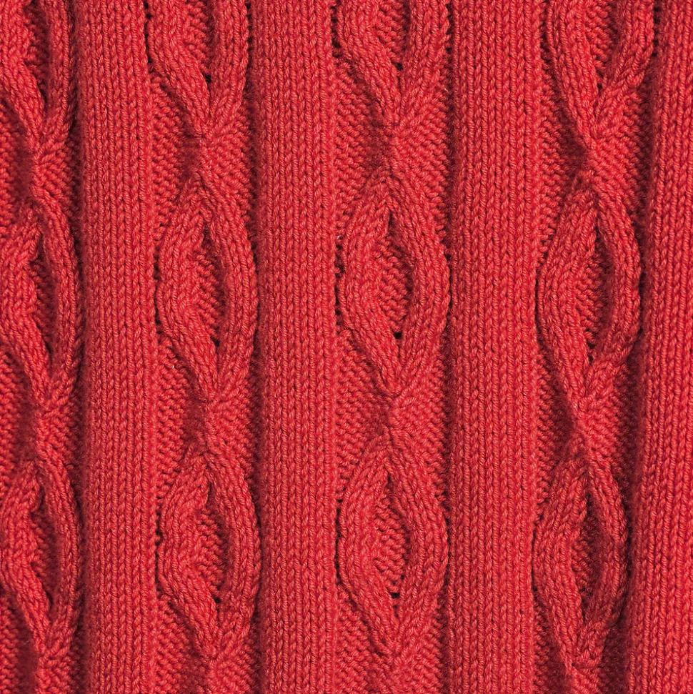 Lands' End x Lulu Guinness Lips Drifter Zopfmuster-Pullover für Damen
