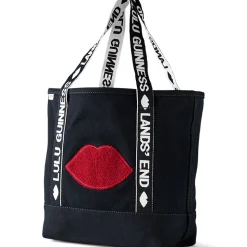 Lands' End x Lulu Guinness mittelgroße bestickte Canvastasche