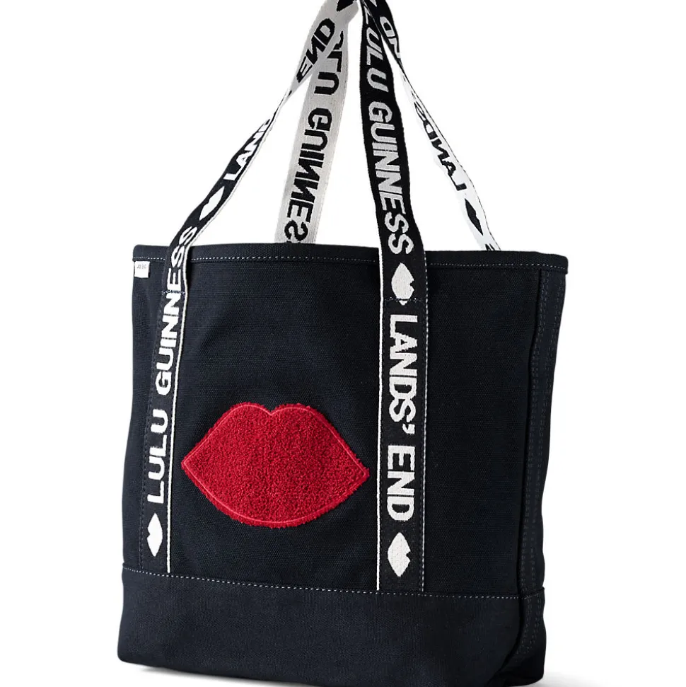 Lands' End x Lulu Guinness mittelgroße bestickte Canvastasche