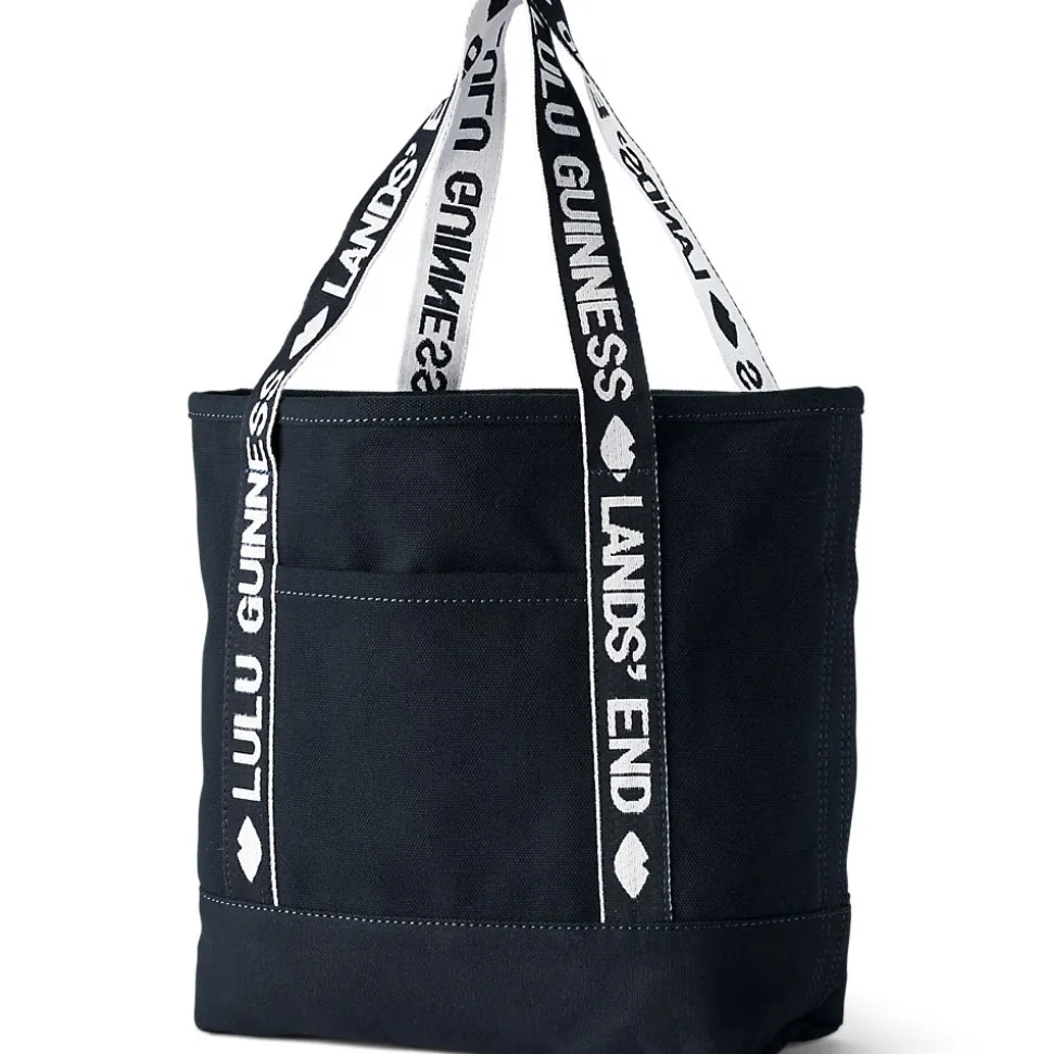 Lands' End x Lulu Guinness mittelgroße bestickte Canvastasche