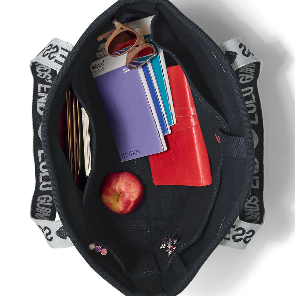 Lands' End x Lulu Guinness mittelgroße bestickte Canvastasche