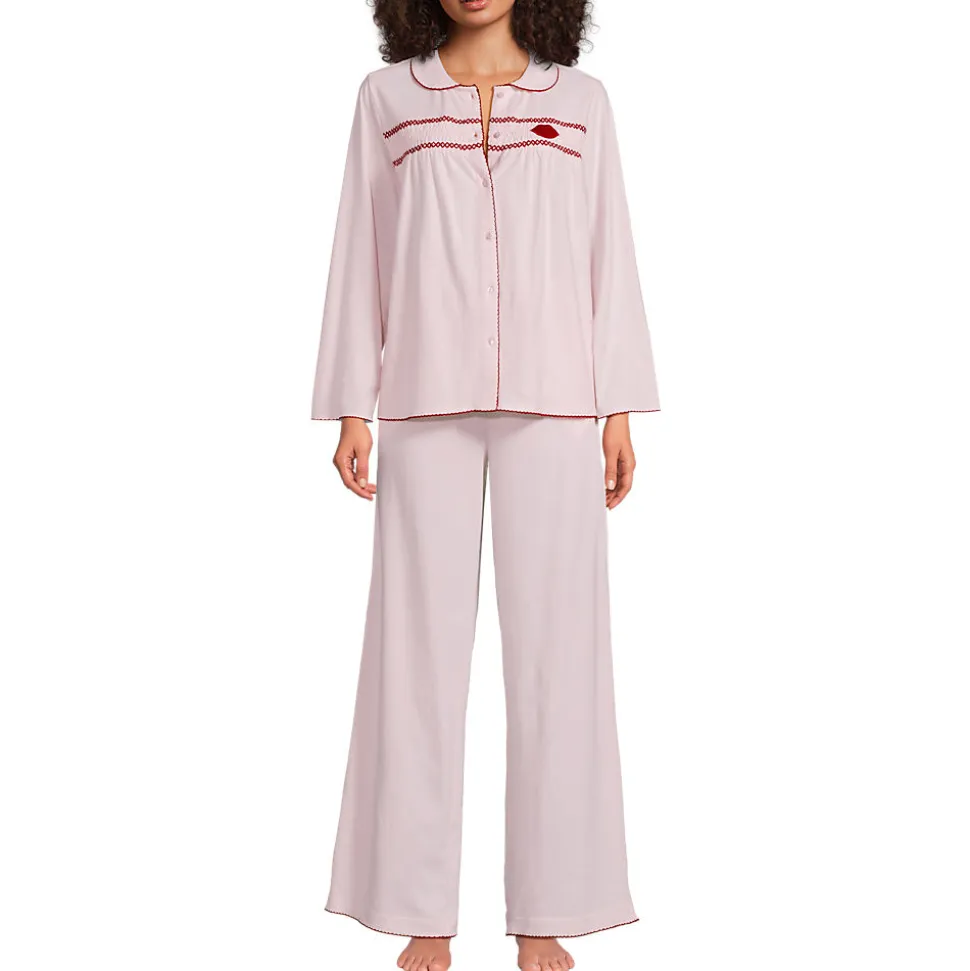 Lands' End x Lulu Guinness Pyjama-Set mit Smok-Details
