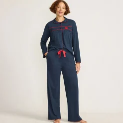 Lands' End x Lulu Guinness Pyjama-Set mit Smok-Details