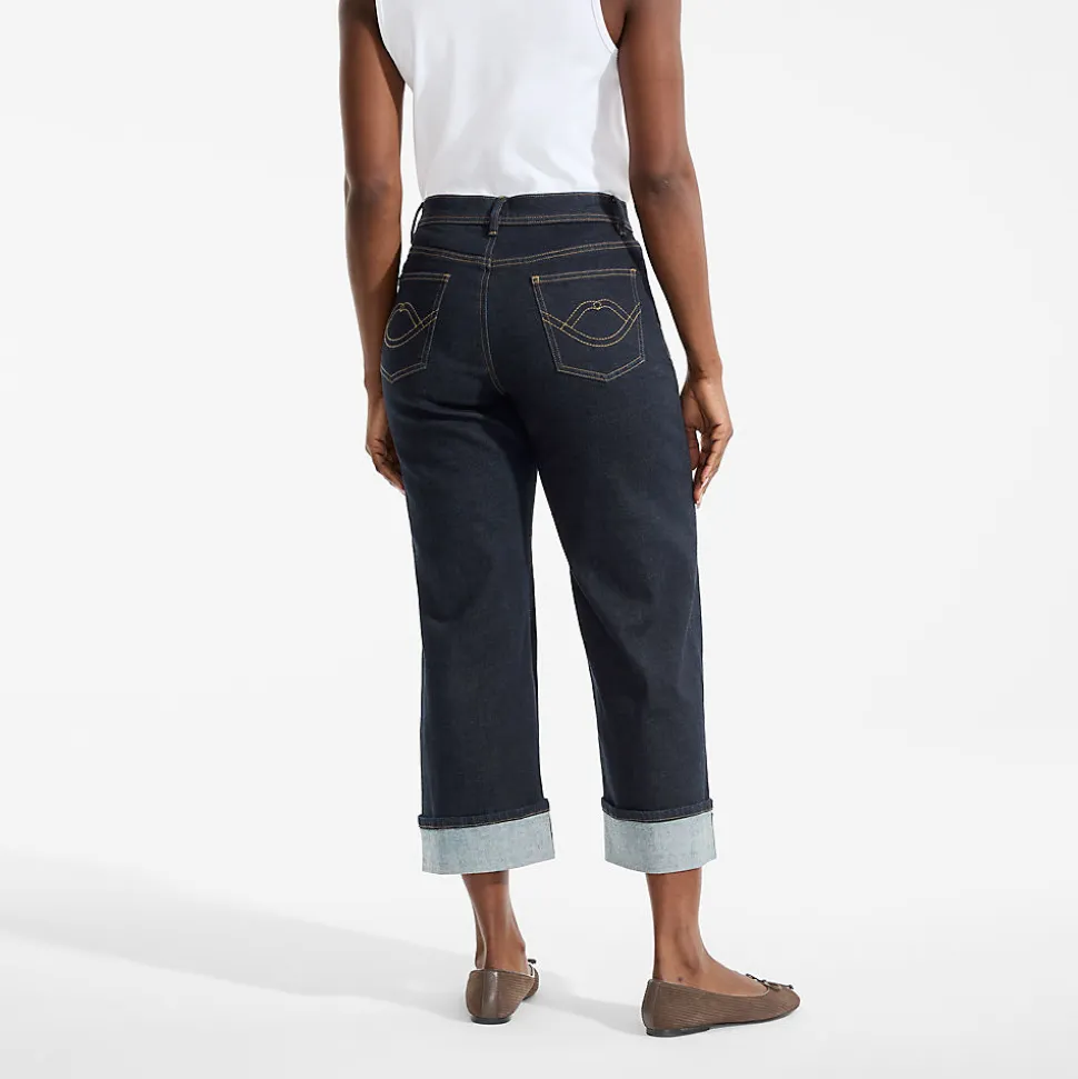 Lands' End x Lulu Guinness Weite Jeans mit Umschlag für Damen