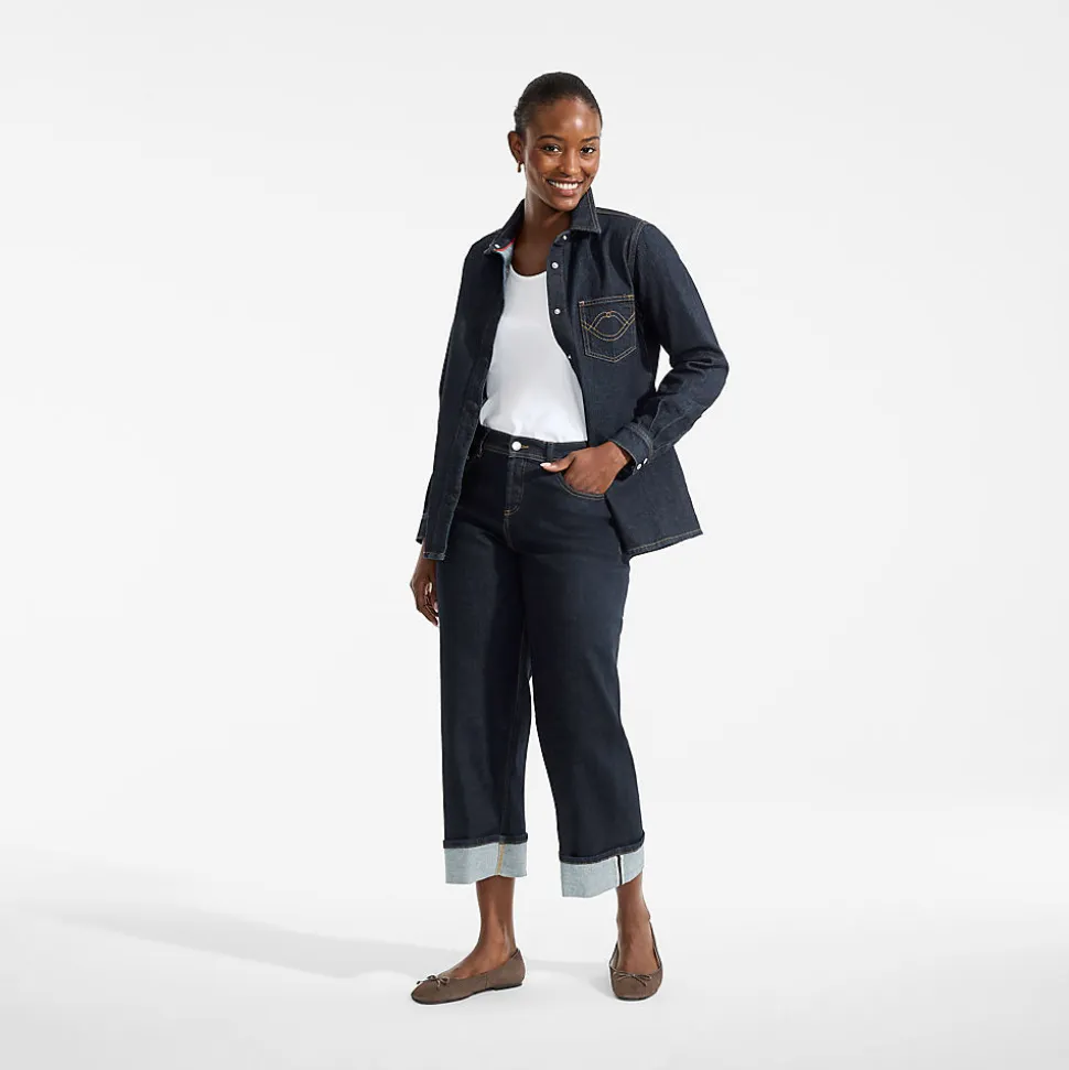 Lands' End x Lulu Guinness Weite Jeans mit Umschlag für Damen