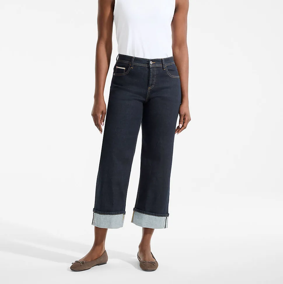 Lands' End x Lulu Guinness Weite Jeans mit Umschlag für Damen