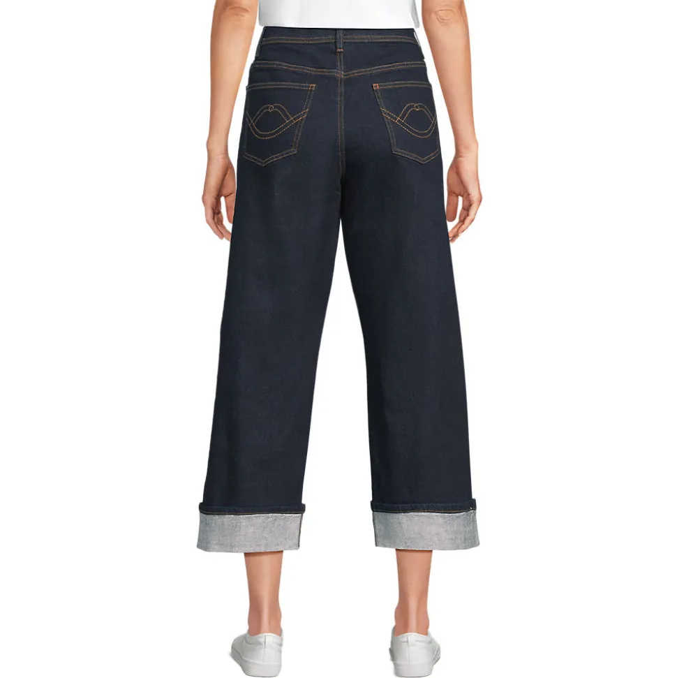 Lands' End x Lulu Guinness Weite Jeans mit Umschlag für Damen