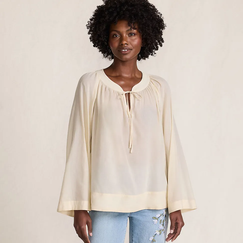 Langarm-Bluse aus Voile für Damen
