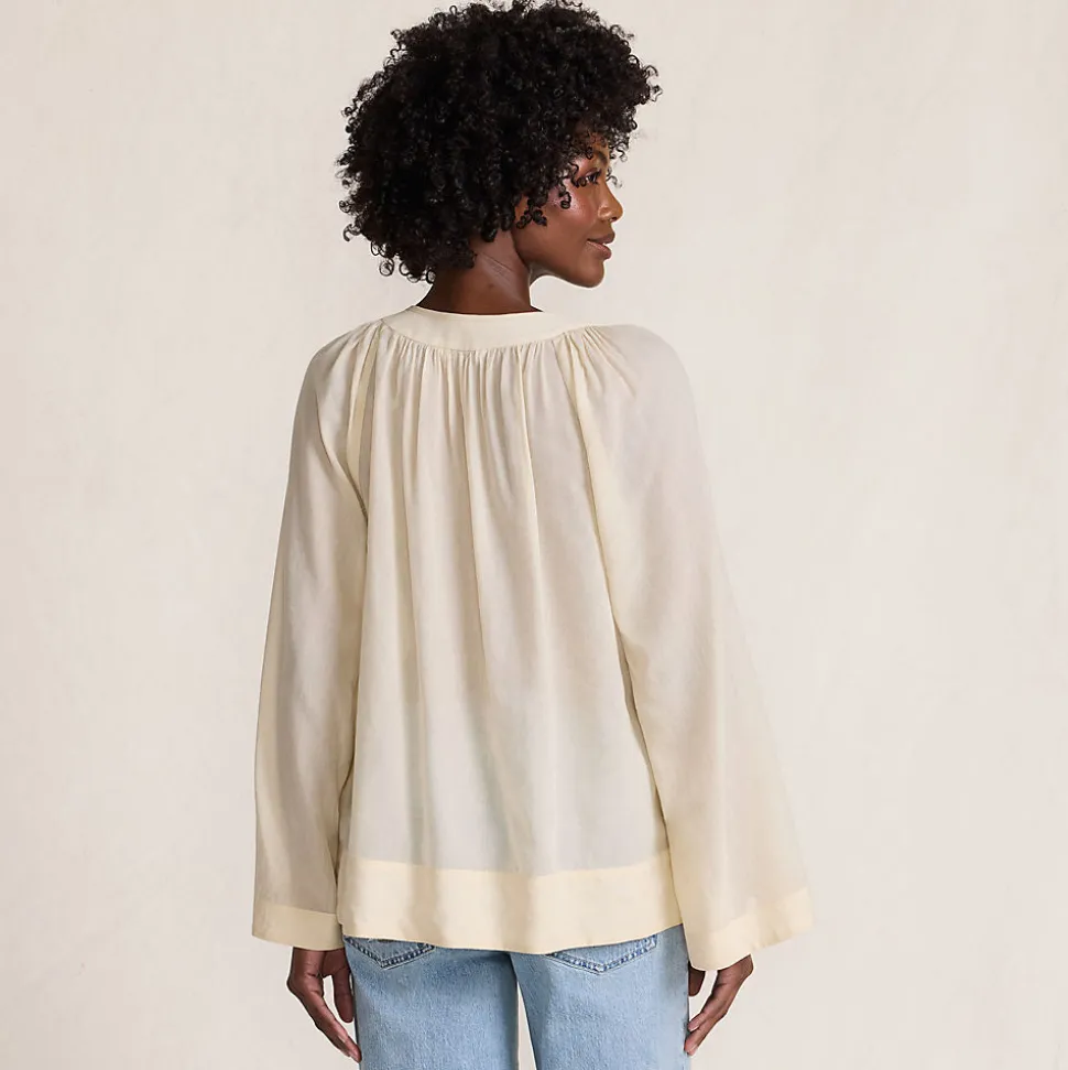Langarm-Bluse aus Voile für Damen