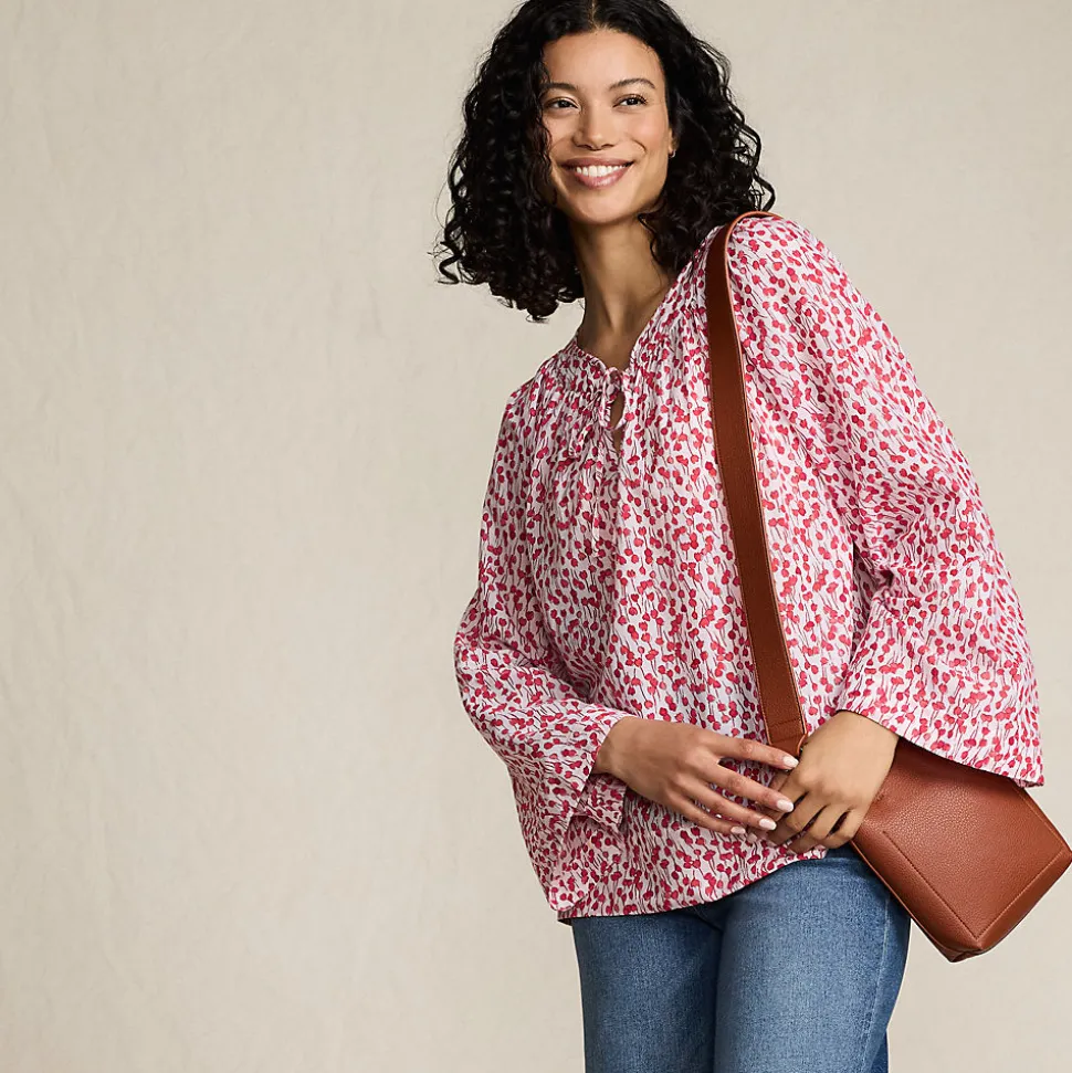 Langarm-Bluse aus Voile für Damen