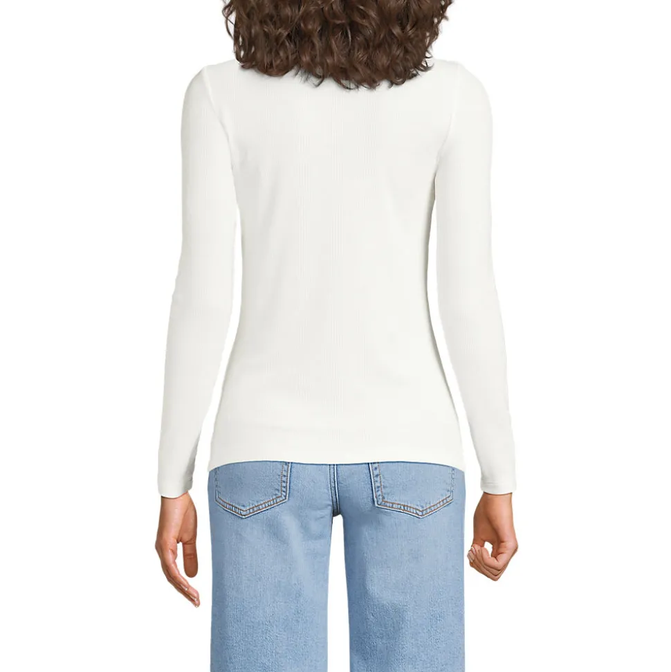Langarm-Henleyshirt aus Ripp-Jersey für Damen
