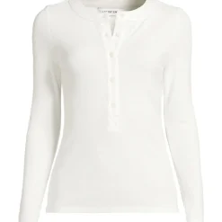 Langarm-Henleyshirt aus Ripp-Jersey für Damen