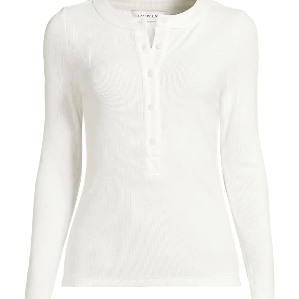 Langarm-Henleyshirt aus Ripp-Jersey für Damen