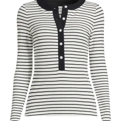 Langarm-Henleyshirt aus Ripp-Jersey für Damen