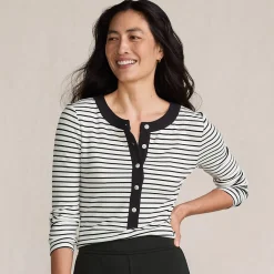 Langarm-Henleyshirt aus Ripp-Jersey für Damen
