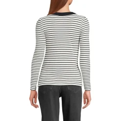 Langarm-Henleyshirt aus Ripp-Jersey für Damen