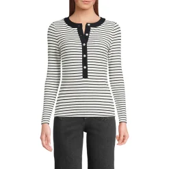 Langarm-Henleyshirt aus Ripp-Jersey für Damen