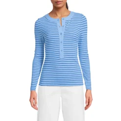 Langarm-Henleyshirt aus Ripp-Jersey für Damen