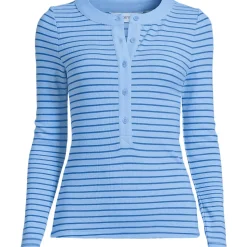 Langarm-Henleyshirt aus Ripp-Jersey für Damen