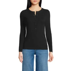 Langarm-Henleyshirt aus Ripp-Jersey für Damen