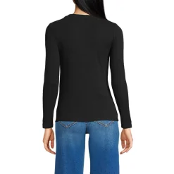 Langarm-Henleyshirt aus Ripp-Jersey für Damen
