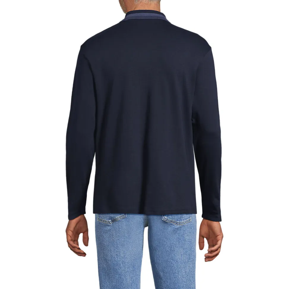 Langarm-Poloshirt mit Kontrastkragen für Herren
