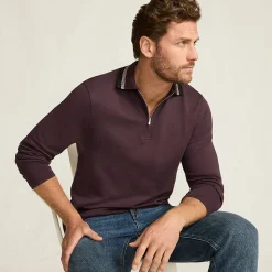 Langarm-Poloshirt mit Kontrastkragen für Herren
