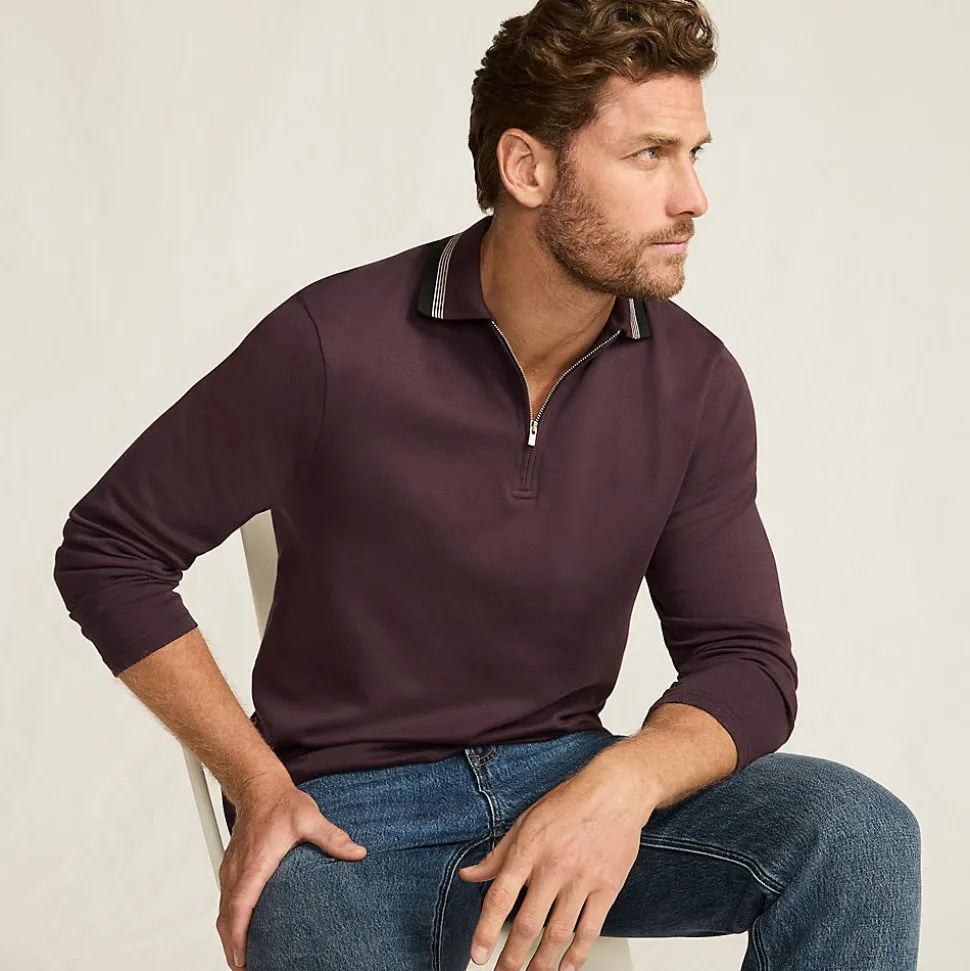 Langarm-Poloshirt mit Kontrastkragen für Herren