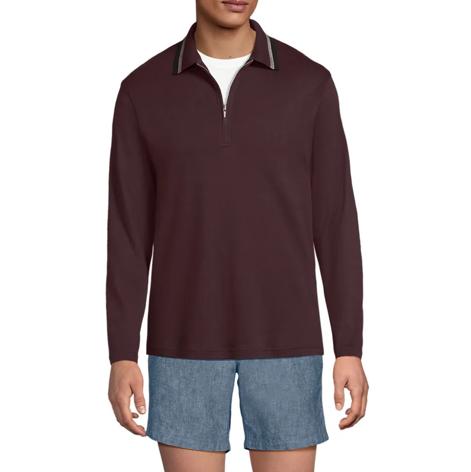 Langarm-Poloshirt mit Kontrastkragen für Herren