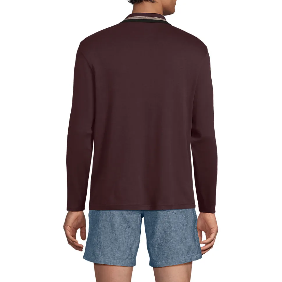 Langarm-Poloshirt mit Kontrastkragen für Herren