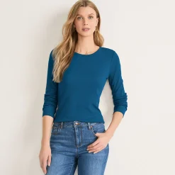 Langarmshirt aus mikrofeinem Baumwollripp für Damen