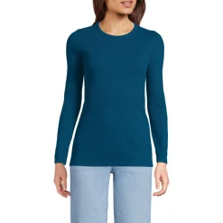 Langarmshirt aus mikrofeinem Baumwollripp für Damen