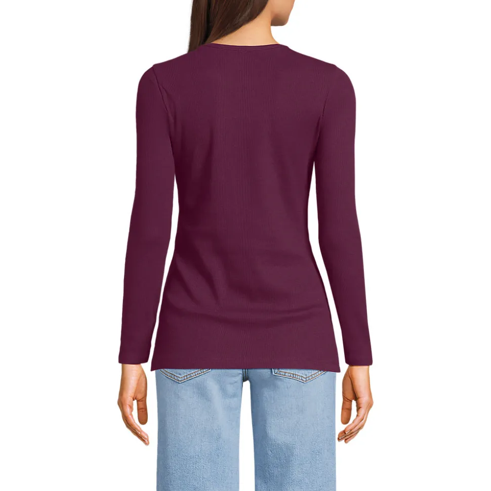 Langarmshirt aus mikrofeinem Baumwollripp für Damen