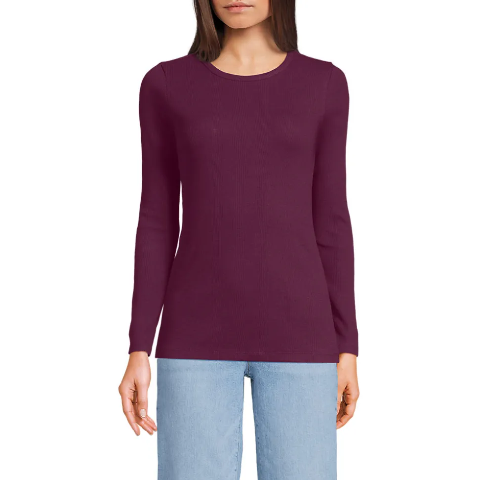 Langarmshirt aus mikrofeinem Baumwollripp für Damen