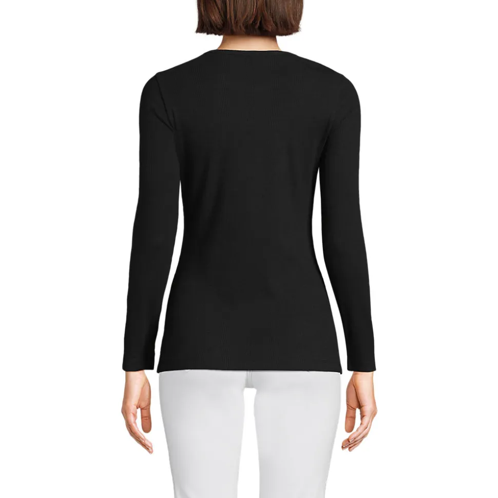 Langarmshirt aus mikrofeinem Baumwollripp für Damen