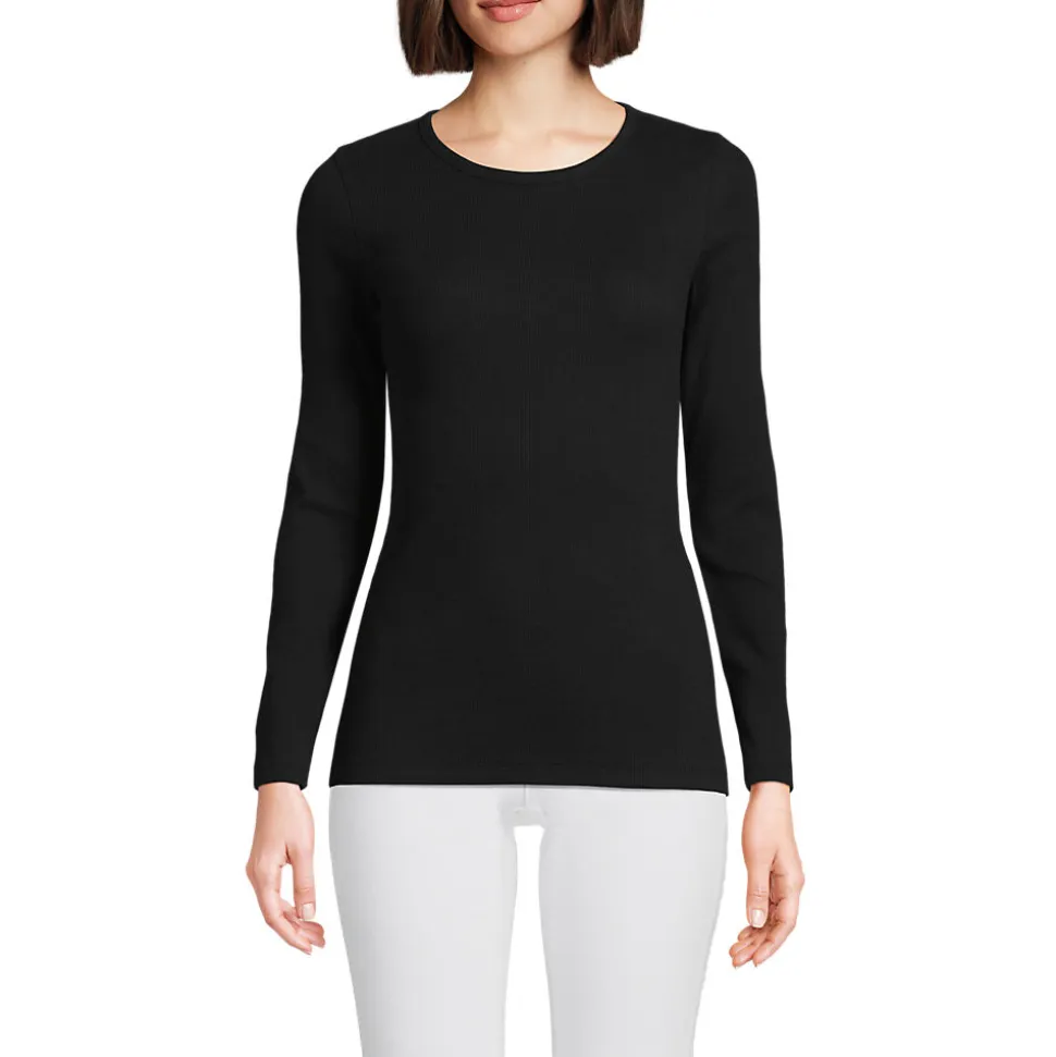 Langarmshirt aus mikrofeinem Baumwollripp für Damen