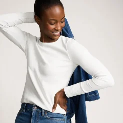 Langarmshirt aus mikrofeinem Baumwollripp für Damen
