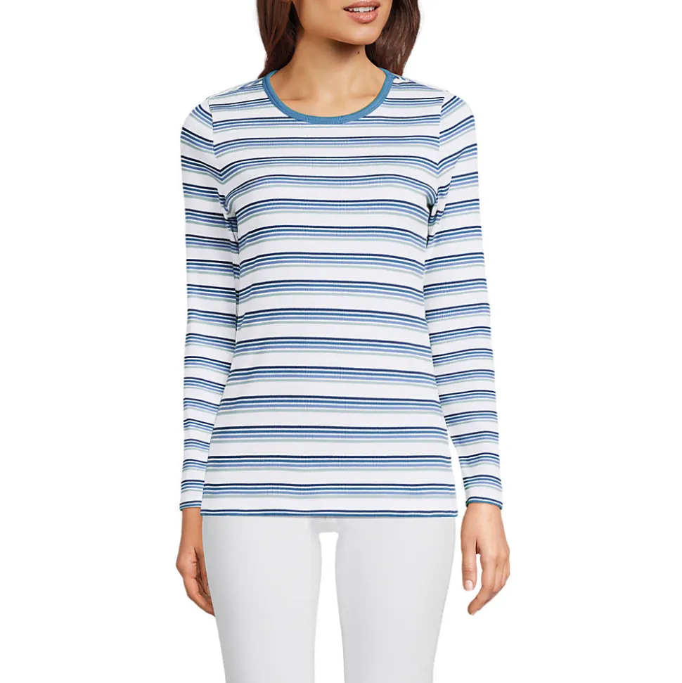 Langarmshirt aus mikrofeinem Baumwollripp für Damen