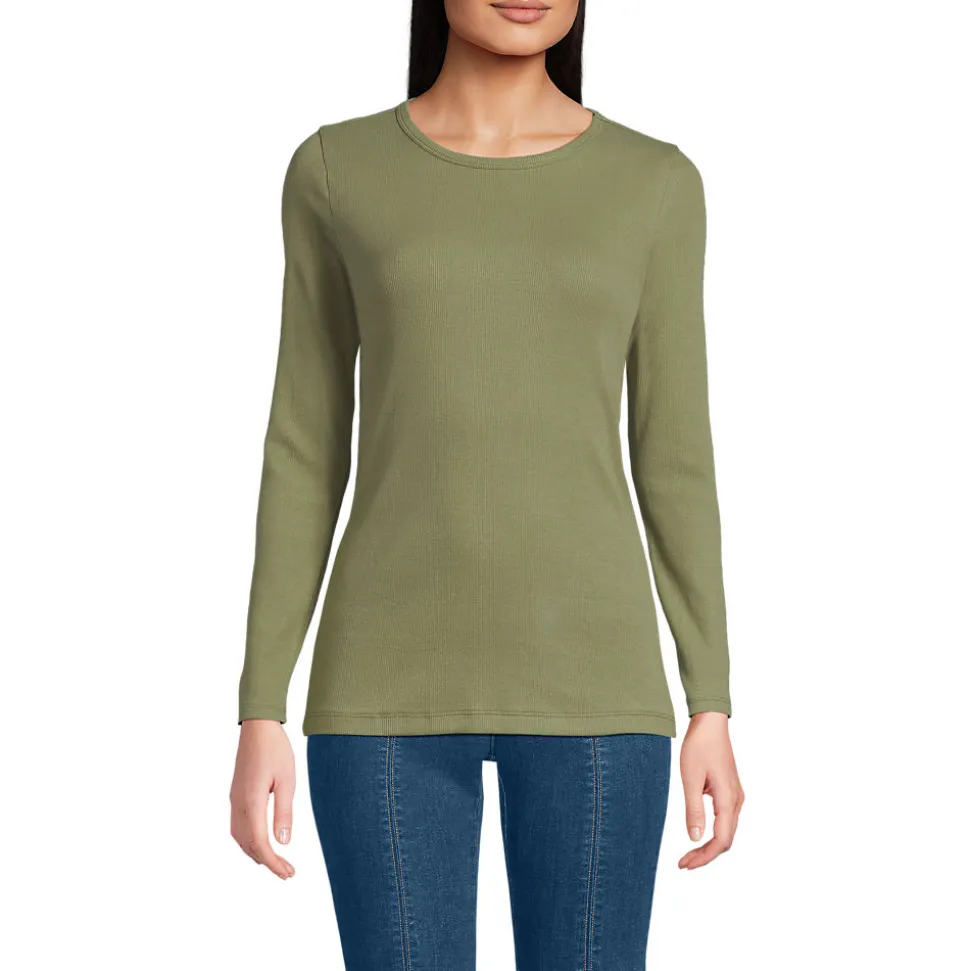 Langarmshirt aus mikrofeinem Baumwollripp für Damen