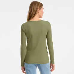 Langarmshirt aus mikrofeinem Baumwollripp für Damen