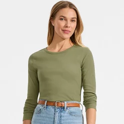 Langarmshirt aus mikrofeinem Baumwollripp für Damen