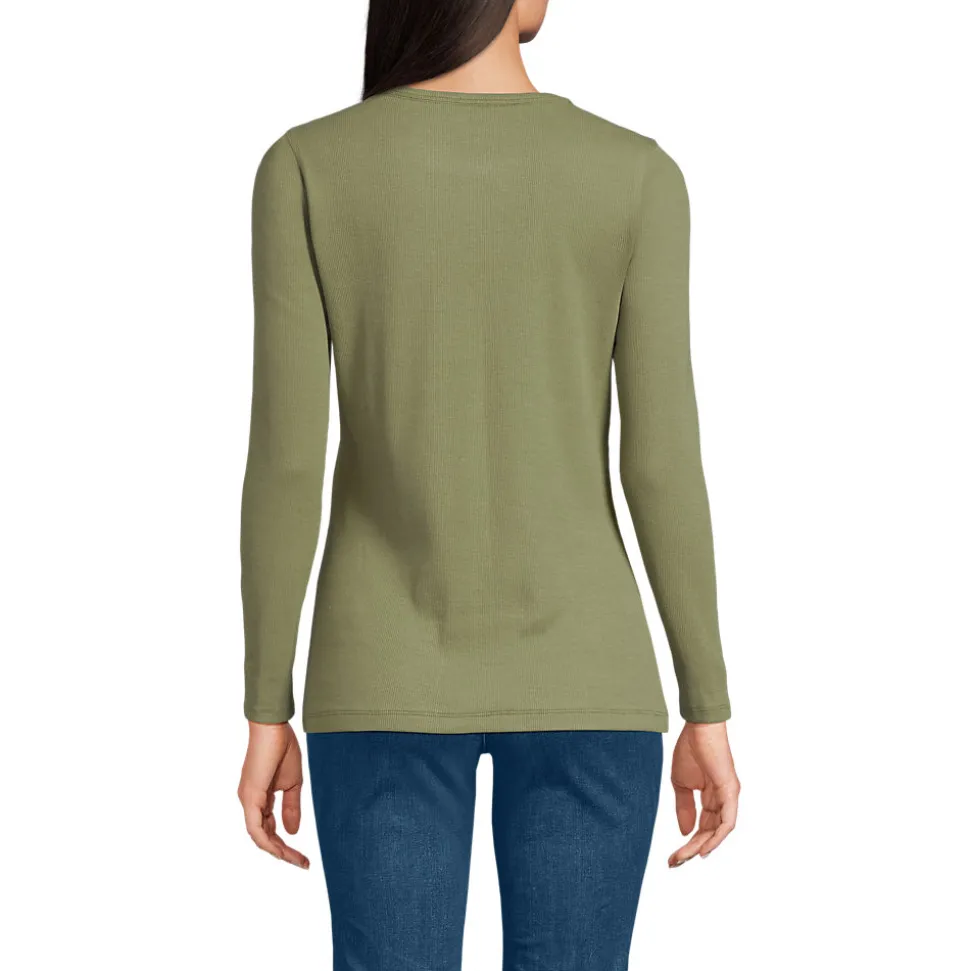 Langarmshirt aus mikrofeinem Baumwollripp für Damen
