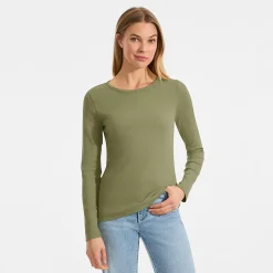 Langarmshirt aus mikrofeinem Baumwollripp für Damen