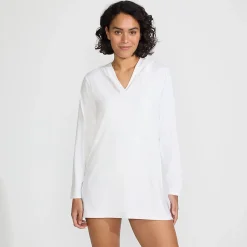 Langes Kapuzen-Badeshirt für Damen