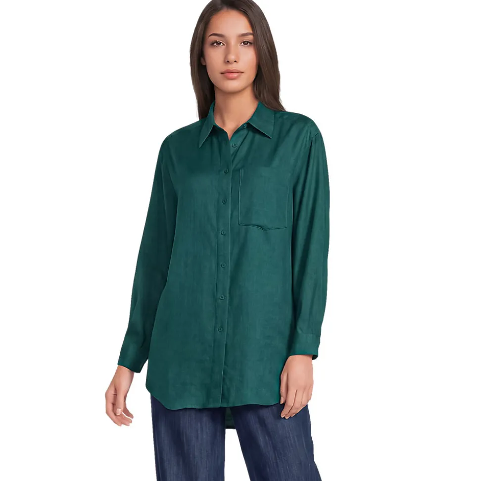 Langes Oversized Premium Reinleinen-Hemd