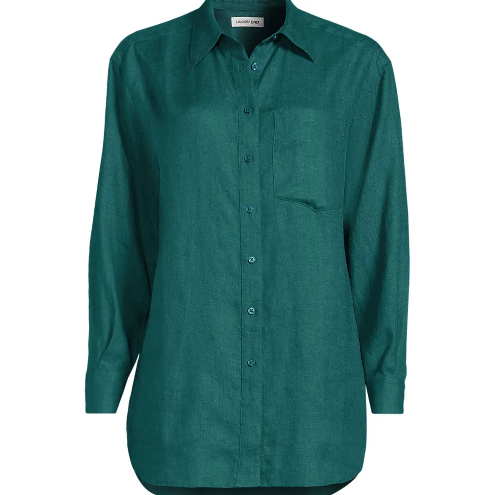 Langes Oversized Premium Reinleinen-Hemd