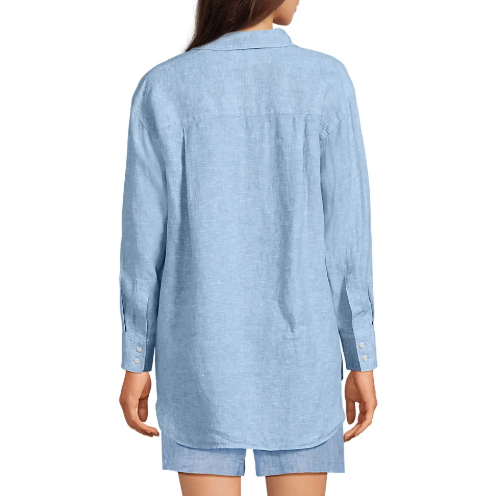 Langes Oversized Premium Reinleinen-Hemd